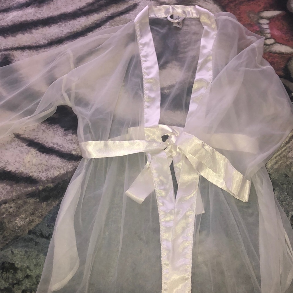 Sheer and satin robe